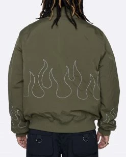 EPTM. EPTM FLAME STITCH BOMBER JACKET-OLIVE JACKETS