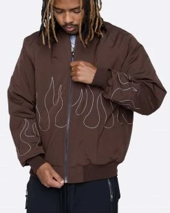 EPTM. EPTM FLAME STITCH BOMBER JACKET-BROWN JACKETS