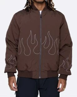 EPTM. EPTM FLAME STITCH BOMBER JACKET-BROWN JACKETS