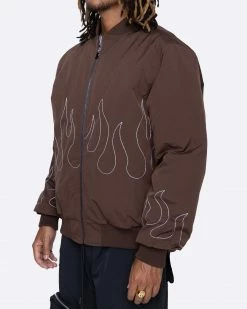 EPTM. EPTM FLAME STITCH BOMBER JACKET-BROWN JACKETS