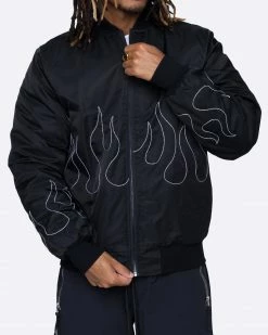 EPTM. EPTM FLAME STITCH BOMBER JACKET-BLACK