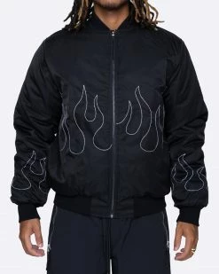 EPTM. EPTM FLAME STITCH BOMBER JACKET-BLACK