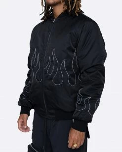 EPTM. EPTM FLAME STITCH BOMBER JACKET-BLACK