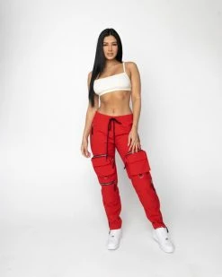 EPTM. BOTTOMS EPTM WOMEN C4 CARGO PANTS-RED