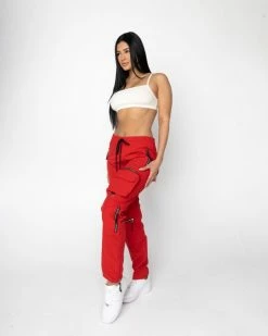 EPTM. BOTTOMS EPTM WOMEN C4 CARGO PANTS-RED