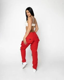 EPTM. BOTTOMS EPTM WOMEN C4 CARGO PANTS-RED