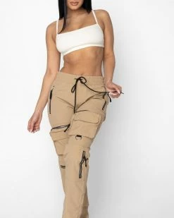 EPTM. EPTM WOMEN C4 CARGO PANTS-KHAKI BOTTOMS