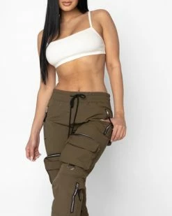 EPTM. BOTTOMS EPTM WOMEN C4 CARGO PANTS-OLIVE