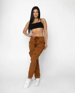 EPTM. BOTTOMS EPTM WOMEN C4 CARGO PANTS-BROWN