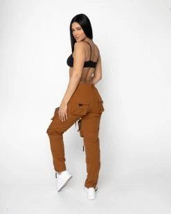 EPTM. BOTTOMS EPTM WOMEN C4 CARGO PANTS-BROWN