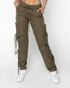 EPTM. BOTTOMS EPTM WOMEN JOOMUNI CARGO PANTS-OLIVE