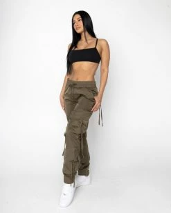 EPTM. BOTTOMS EPTM WOMEN JOOMUNI CARGO PANTS-OLIVE