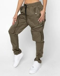 EPTM. BOTTOMS EPTM WOMEN BOMBER CARGO PANTS-OLIVE