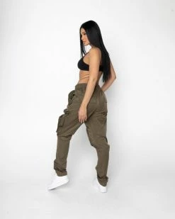 EPTM. BOTTOMS EPTM WOMEN BOMBER CARGO PANTS-OLIVE