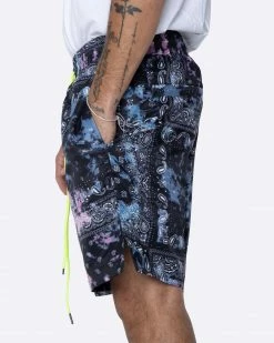 EPTM. EPTM TIE DYED BANDANA SHORTS-BLACK