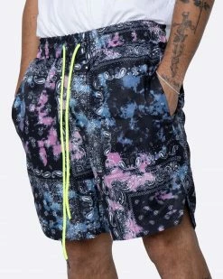 EPTM. EPTM TIE DYED BANDANA SHORTS-BLACK