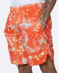 EPTM. EPTM TIE DYED BANDANA SHORTS-ORANGE