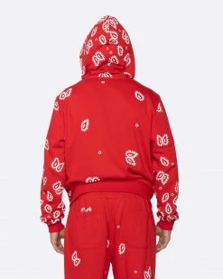 EPTM. EPTM AMOEBA PRINT ZIP HOODIE-RED HOODIES