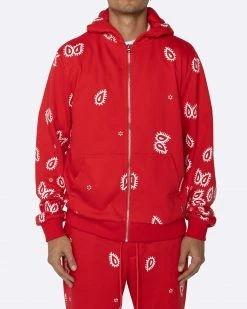 EPTM. EPTM AMOEBA PRINT ZIP HOODIE-RED HOODIES