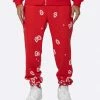 EPTM. EPTM AMOEBA PRINT SWEATPANTS-RED SWEATS