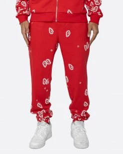 EPTM. EPTM AMOEBA PRINT SWEATPANTS-RED SWEATS
