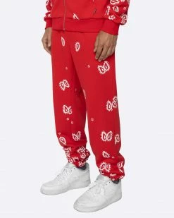 EPTM. EPTM AMOEBA PRINT SWEATPANTS-RED SWEATS