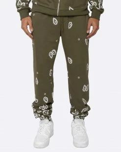 EPTM. EPTM AMOEBA PRINT SWEATPANTS-OLIVE