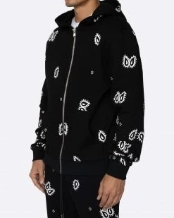 EPTM. EPTM AMOEBA PRINT ZIP HOODIE-BLACK HOODIES