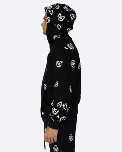 EPTM. EPTM AMOEBA PRINT ZIP HOODIE-BLACK HOODIES