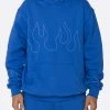 EPTM. EPTM HAND STITCHED FLAME HOODIE-ROYAL BLUE