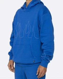 EPTM. EPTM HAND STITCHED FLAME HOODIE-ROYAL BLUE