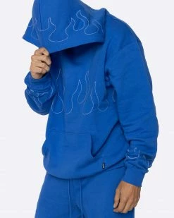EPTM. EPTM HAND STITCHED FLAME HOODIE-ROYAL BLUE