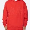 EPTM. EPTM HAND STITCHED FLAME HOODIE-RED/WHITE HOODIES