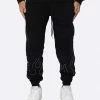 EPTM. EPTM HAND STITCHED FLAME SWEATPANTS-BLACK/WHITE SWEATS