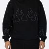 EPTM. EPTM HAND STITCHED FLAME HOODIE-BLACK/WHITE