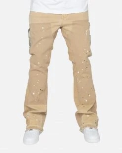 EPTM. EPTM CAMO POCKET FLARE PANTS-KHAKI