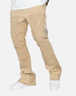 EPTM. EPTM CAMO POCKET FLARE PANTS-KHAKI