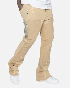 EPTM. EPTM CAMO POCKET FLARE PANTS-KHAKI