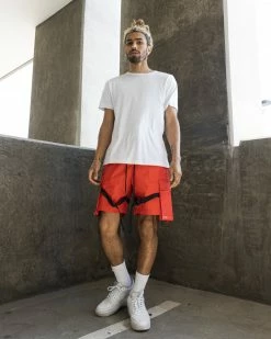 EPTM. EPTM STRAP CARGO SHORTS-RED