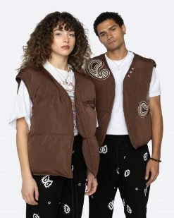 EPTM. EPTM PUFFER VEST (REVERSIBLE )-BROWN VESTS