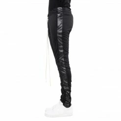 EPTM. EPTM BLACK/BLACK VEGAN LEATHER-TRACK PANTS
