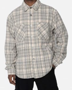 EPTM. SHIRTS EPTM SLIT FLANNEL SHIRT-CREAM