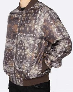 EPTM. EPTM TIE DYE BANDANA BOMBER JACKET-BROWN JACKETS