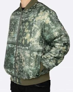 EPTM. JACKETS EPTM TIE DYE BANDANA BOMBER JACKET-OLIVE