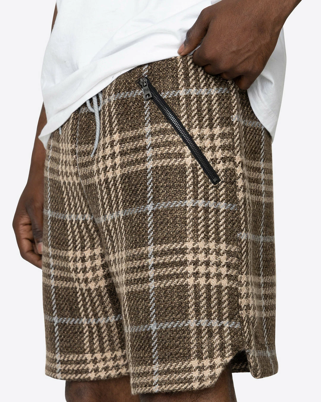 EPTM. EPTM TWEED TRUCKER SHORTS-PLAID BROWN 3 EPTM. EPTM TWEED TRUCKER SHORTS-PLAID BROWN