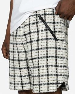 EPTM. EPTM TWEED TRUCKER SHORTS-WHITE