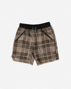 EPTM. EPTM TWEED TRUCKER SHORTS-PLAID BROWN