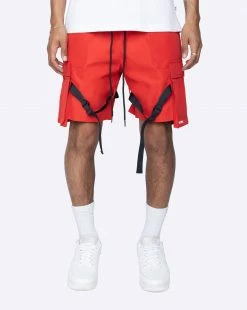 EPTM. EPTM STRAP CARGO SHORTS-RED