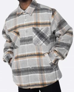 EPTM. EPTM SLIT FLANNEL SHIRT-MOHAIR/ALMOND
