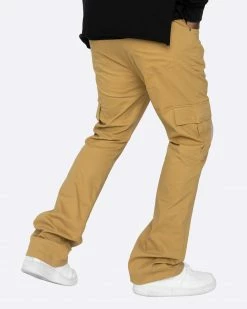 EPTM. CARGOS EPTM TWILL CARGO FLARE PANTS-KHAKI